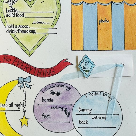 Hugs and Kisses Baby Boy Train Themed Baby Memory Book - Picture 3 of 4